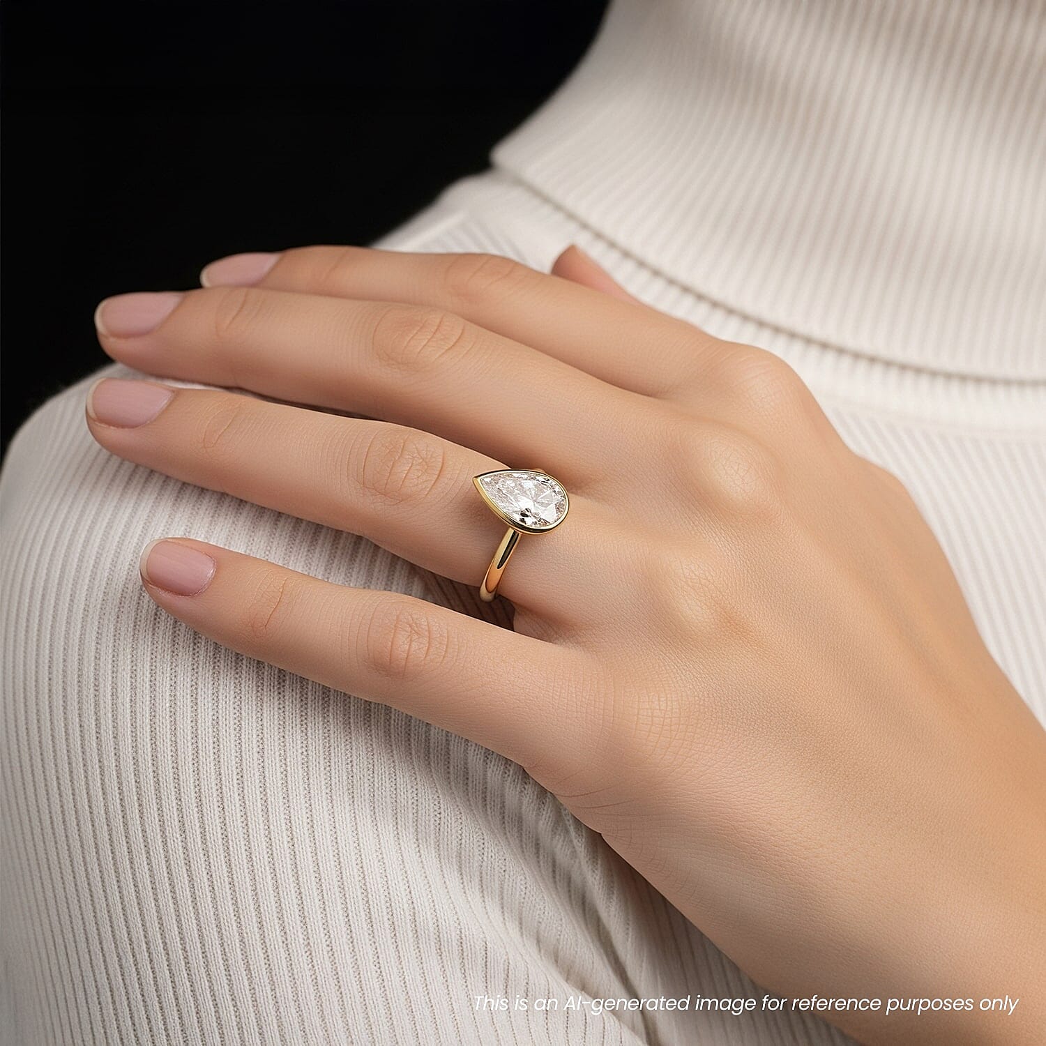 Luxuriant 9K Yellow Gold IGI Certified (VS-EF) Pear Cut Lab Grown Diamond Solitaire Ring 1.00 Ct.